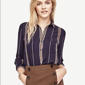 XS Ann Taylor stripe camp shirt